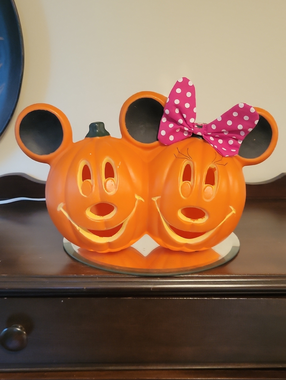 Vintage Halloween Mickey & Minnie Double Pumpkin Tabletop Blowmold